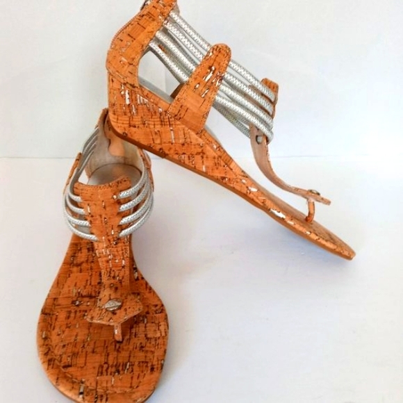 Donald J. Pliner Shoes - Donald J Pliner Silver & Cork Sandals 9 NWOT